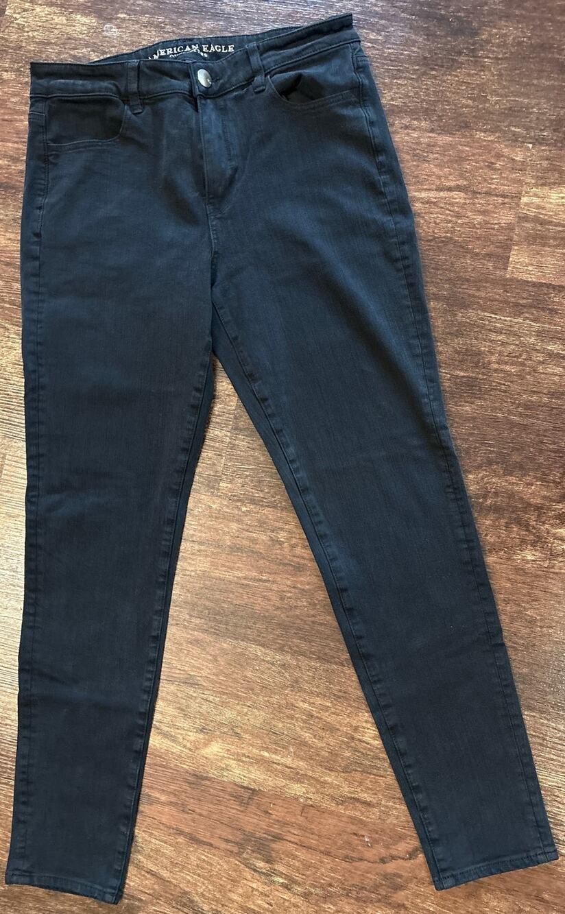 American Eagle Next Level Hi Rise Stretch Black Jeans Women's Size 10 Regular
